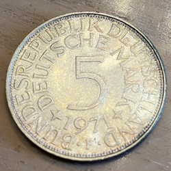 1971F Germany, 5 Deutsche Mark, KM112