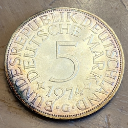 1974G Germany, 5 Deutsche Mark, KM112