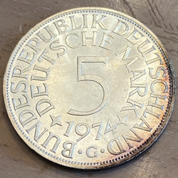 1974G Germany, 5 Deutsche Mark, KM112