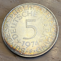 1974F Germany, 5 Deutsche Mark, KM112