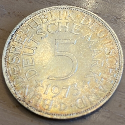 1973D Germany, 5 Deutsche Mark, KM112