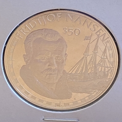 1988 Cook Islands, 50 Dollars, Great Explorers Series - Fridtjof Nansen