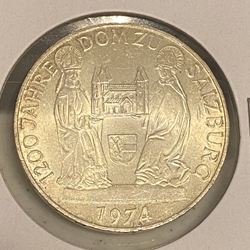 1974 Austria, 50 Schilling Salzburg Cathedral, KM# 2921, ASW: 0.4115oz