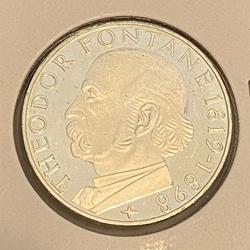 1969-G Germany, 5 Deutsche Mark Theodor Fontane, KM125