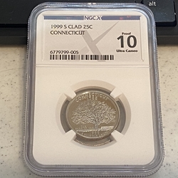 1999-S Washington State Quarter, Clad, Connecticut, PF 10 Ultra Cameo, 005