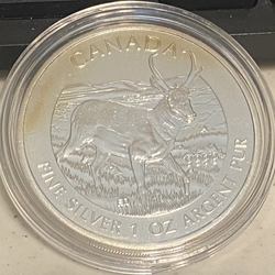 2013 Canada 5 Dollars, 1Oz Silver, Pronghorn Antelope