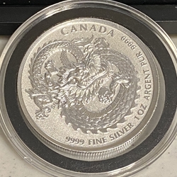 2019 Canada 5 Dollars, 1Oz Silver, Lucky Dragon