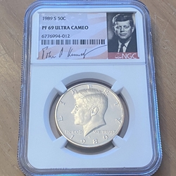 1989-S Kennedy Half Dollar, Clad, PF 69 Ultra Cameo - 012