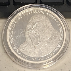 2015 Republic of Congo, 5000 Francs CFA Congo Silverback Gorilla, 1 Oz Silver