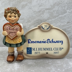 M.I. Hummel 717 Valentine Gift, Plaque, Personalized, Rosemarie Schwarz, Tmk 7